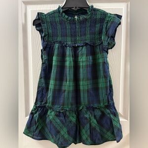 Vineyard Vines Flutter Sleeve Green And Blue Plaid Dress Size Small